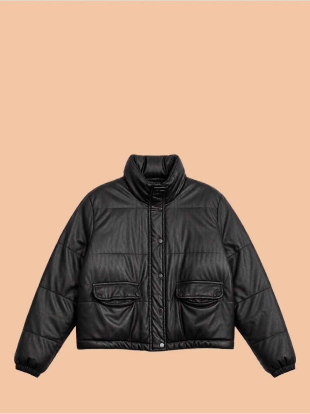 C&C California Black Quilted Puffer Jacket with Stand Collar